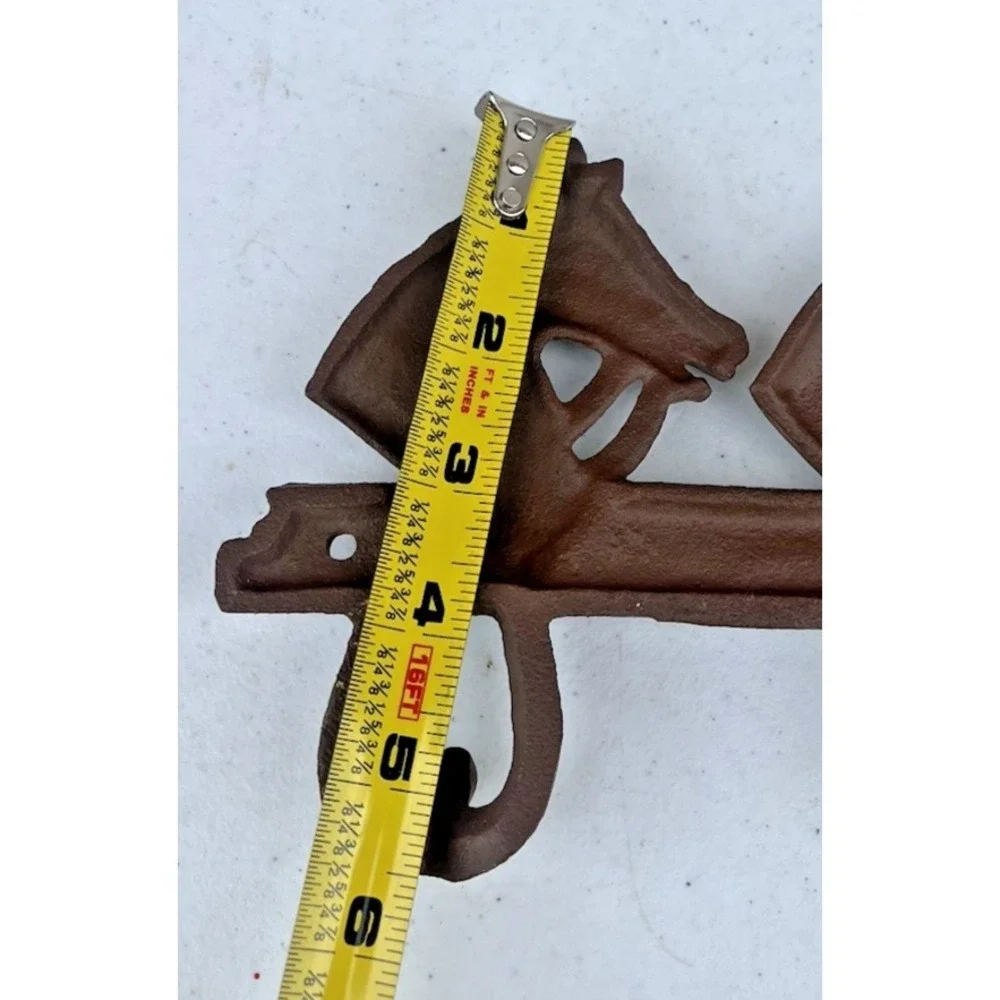 Vintage Cast Iron Coat Hook Pegs Horse Country Western Wall Hang Equestrian